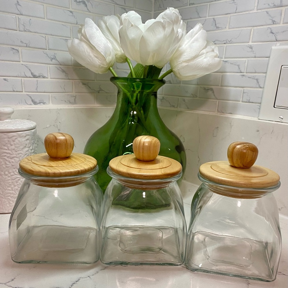 Glass Jars with Wooden Lids